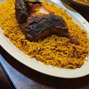 Chicken haneeth with flavored rice