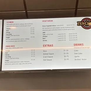 the menu for the restaurant