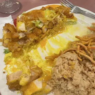 Notice the amount of chicken to breading ratio and all the yellow food coloring.