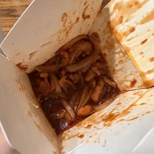 Mongolian chicken WAY too much sauce