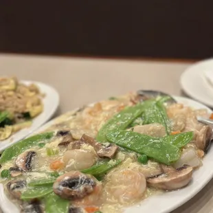 Prawns in lobster sauce. Loved all the added veggies--delicious!