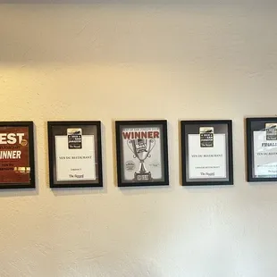 Awards that are in the entryway of the restaurant as of 01/29/25