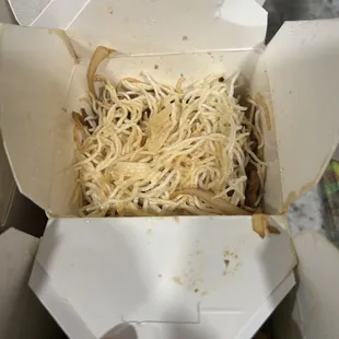 This is Mongolian beef without green onions. You actually have to turn it upside down to get a better view.