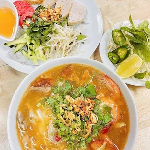 Banh Cuon (Steamed Rice Roll) &amp; Banh Canh Tom Cua (seafood udon)