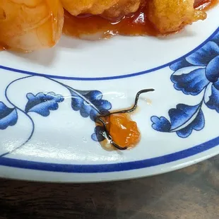 Metal staple thing we found in the sweet and sour pork