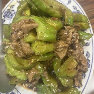 Black bean beef with bittermelon