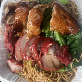 Char Siu &amp; Roast Duck on Noodles Lunch Special $11.50