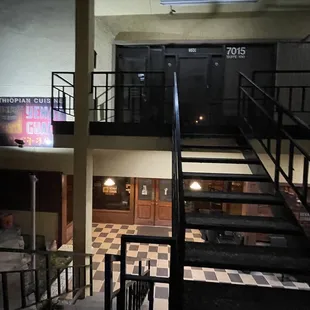 stairs leading up to the restaurant