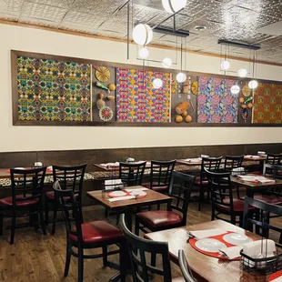 Dining area with vibrant decor