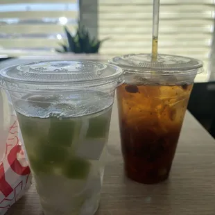 two drinks on a table