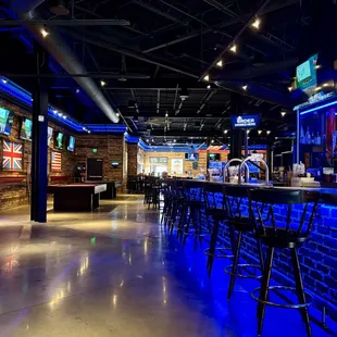 The restaurant is very spacious. This view looks past hte bar and the pool tables to the large dining area in the back.