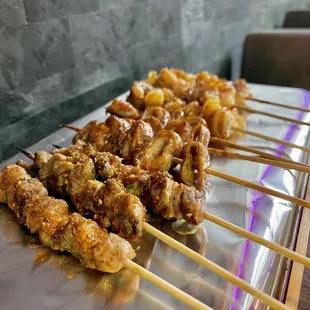 Skewers:  Pork Intestine  Cow Throat  Beef Tendon  House Lamb Skewer