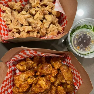 Top is Pa-Dak boneless chicken and bottom is Yangnyum chicken wings!