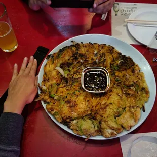 Massive seafood pancake