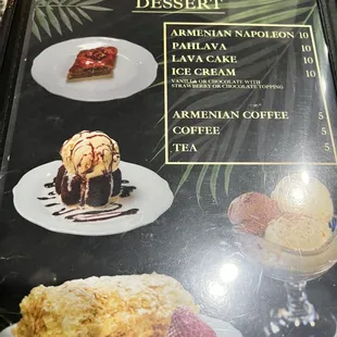 Dessert Menu
