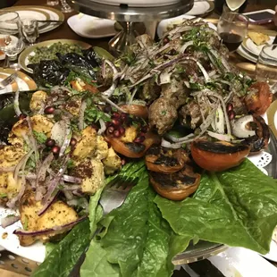 a large plate of food on a table