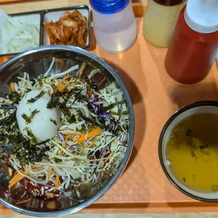 Bibim Makguksu. The sauce isn't overpowering. It has just enough liquid for easy mixing.