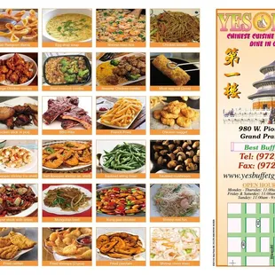 Yes buffet to-go menu.