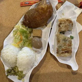 D10. Smoked Chicken Leg Rice Combo Meal