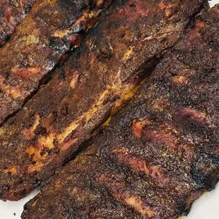 a close up of ribs