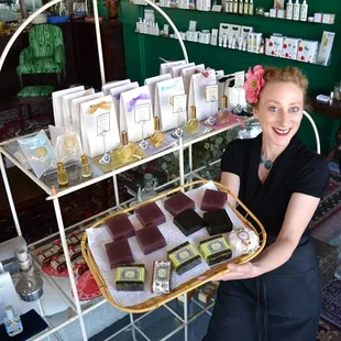 The owner Indigo with some soaps we just made!