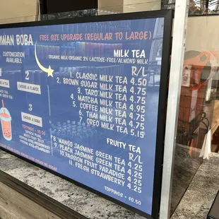 Boba menu