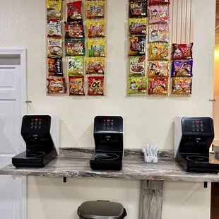 The ramen wall area &amp; the machines you use