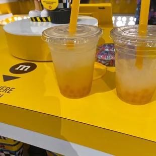 Strawberry with mango popping boba and sake