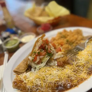 Cheese enchilada &amp; beef taco combo