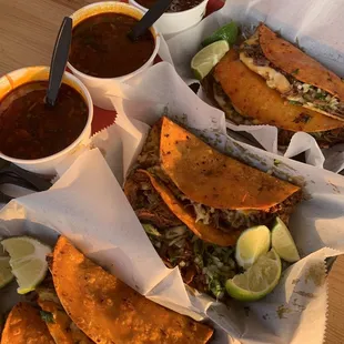 Quesobirria tacos with consommé