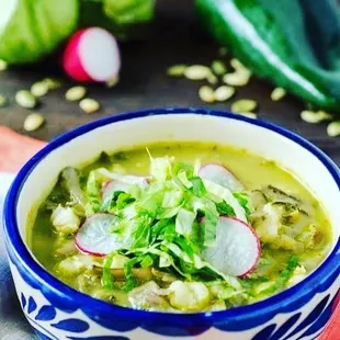 We have green pozole everyday now is very homemade you going to love it