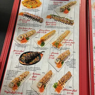 Sushi menu