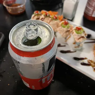 Plain Tecate with lime