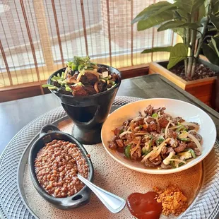 Shekila Tibs and Bk Tibs with a side of Misir - A side of Awaze sauce great with tibes.