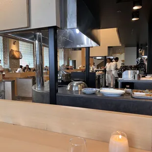 a view of the kitchen from the dining room