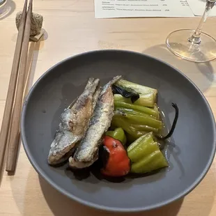 Anchovy Escabeche with Green Onion, Shishito, and Cascabel Peppers - surprisingly the most memorable dish