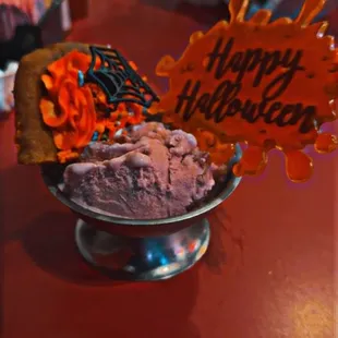 Strawberry ice cream and cookie cake (brought with us)