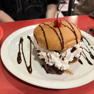 Hot fudge Sunday burger