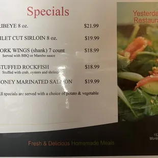 Updated menu