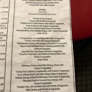 the menu