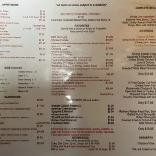 Updated Menu
