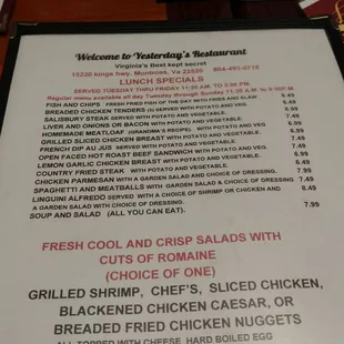 menu