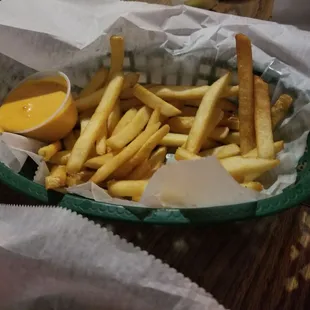 Fries and boom boom sauce.