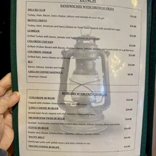 02.15.25 lunch menu - sandwiches and burgers