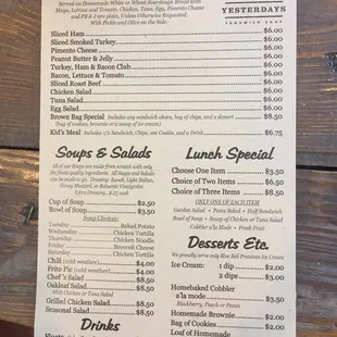 menu