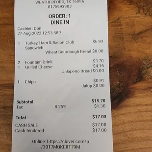Lunch under $20.