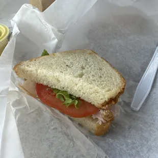 Small sandwich half with hardly any filling