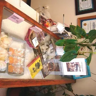 a display of food items