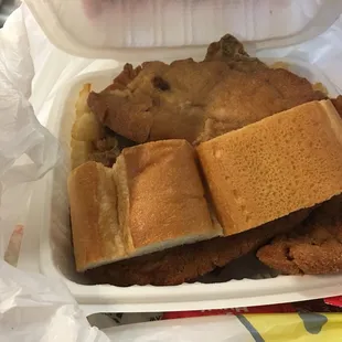 Terrible picture, but Fried Pork Chops Special Plate 2 Pcs with fries, but they gave me 3! Thanks!