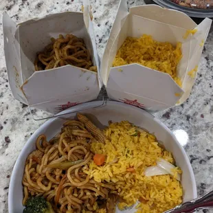 Lo mein and fried rice